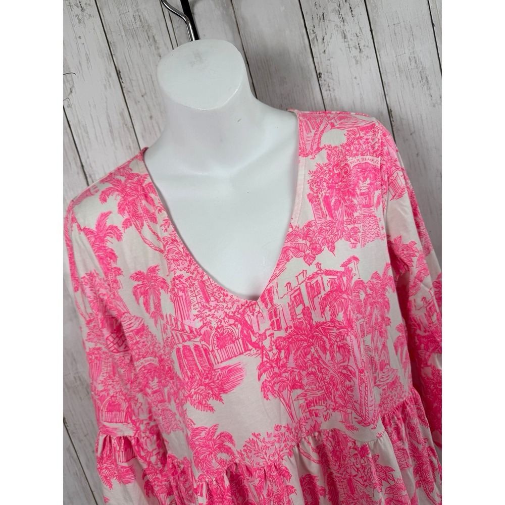 Lilly Pulitzer Women's Pink Palm Anniversary Toile Print Size M